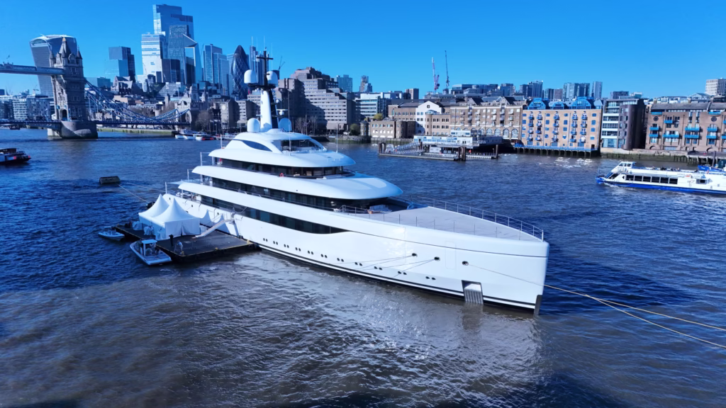 Luxury yacht on a river